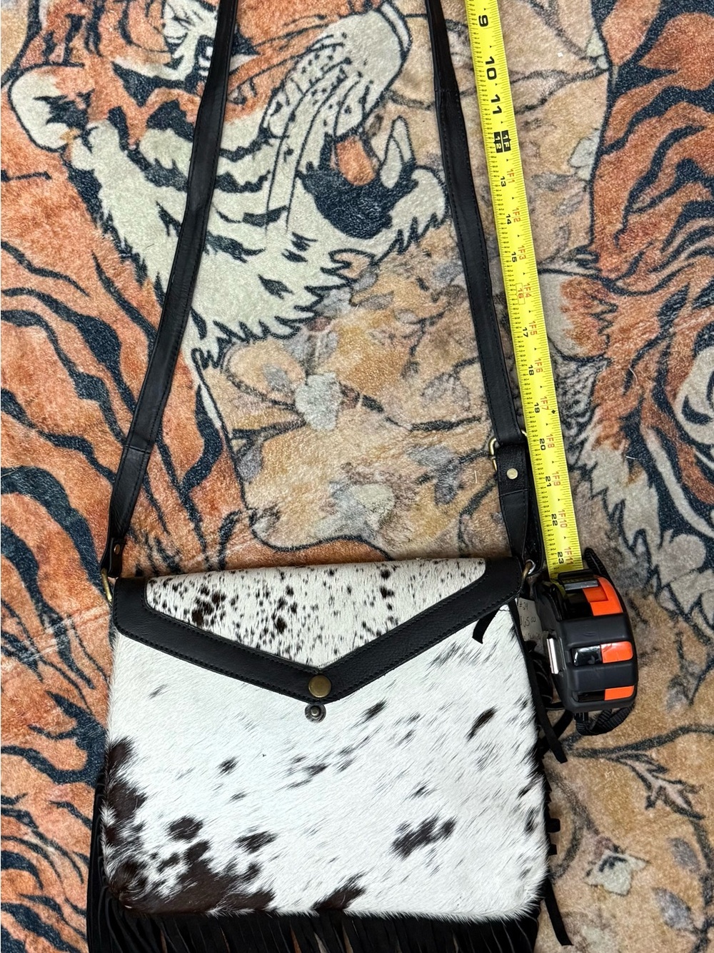 Genuine leather Cowhide w/hair. Fringe Cowhide Crossbody Bag. - Picture 9 of 13